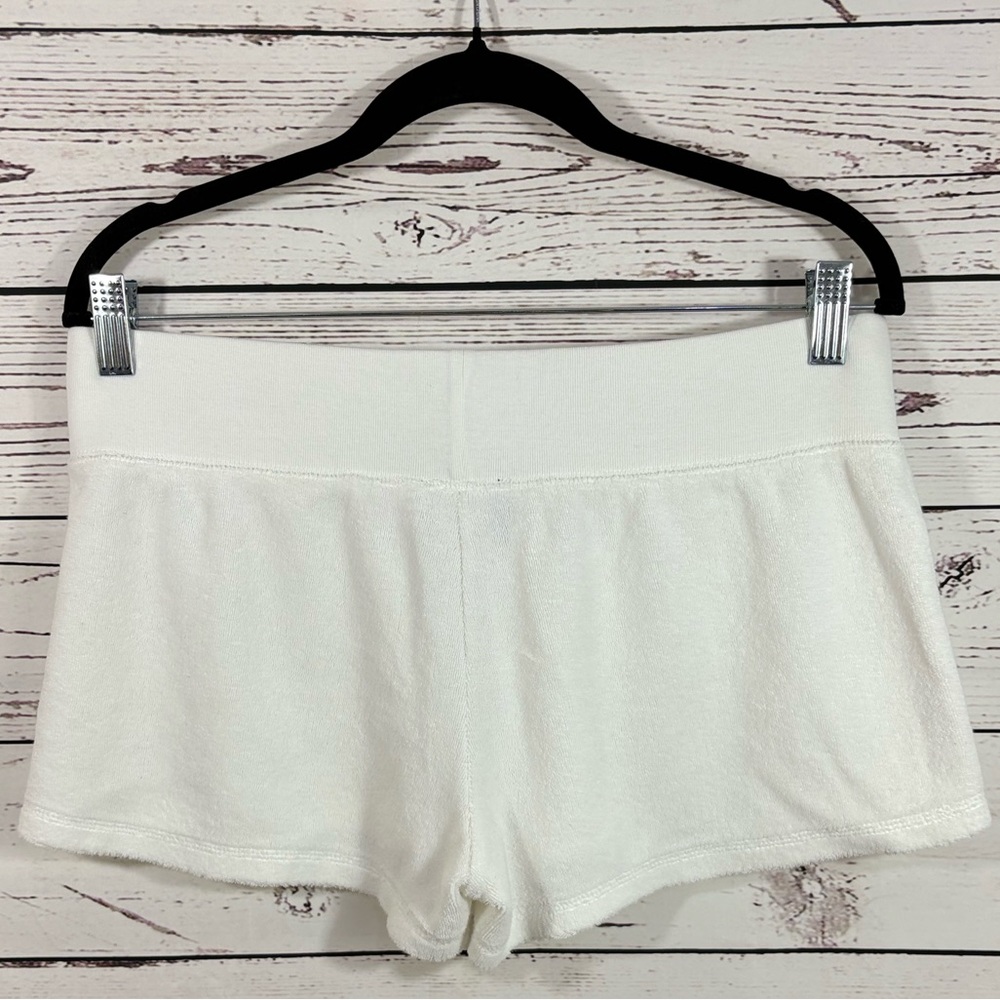 VTG Juicy Couture Juicy Peach White Terrycloth Short in Size Medium EUC - Picture 9 of 11